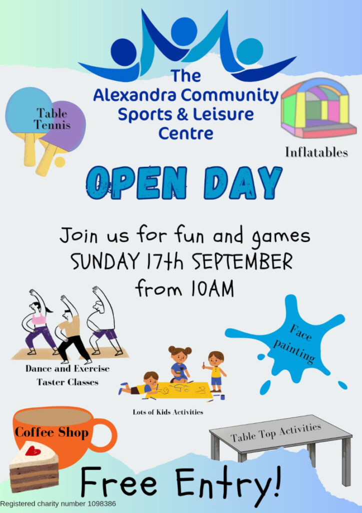 The Alexandra Community Sports and Leisure Centre Open Day Flyer